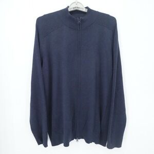 Woolrich Sweater Mens XL Navy Full Zip Cotton Blend Ribbed Outdoor Warm Heritage